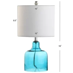 JONATHAN Y 19" Glass Gemma Bell Moroccan Blue Table Lamp with LED Bulb -Jonathan Y Store GUEST 53467642 54bd 457e 940b ed99d8c3df87