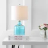 JONATHAN Y 19" Glass Gemma Bell Moroccan Blue Table Lamp with LED Bulb