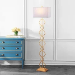 Jonathan Y Selina 64.5" Modern Ogee Trellis Gold Floor Lamp