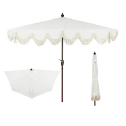 JONATHAN Y Beverly 9' Designer Scalloped Fringe Half Market Patio Umbrella -Jonathan Y Store GUEST 5720f3f0 c4ff 40b7 8200 94227a6d0d26
