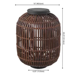 JONATHAN Y Nara Modern Faux Rattan LED Solar Lantern - Indoor/Outdoor -Jonathan Y Store GUEST 59547ab2 afe9 4ab7 8398 18c5489567fc