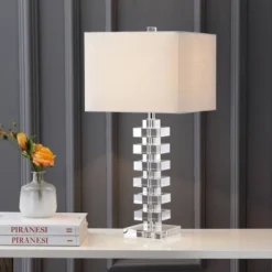 JONATHAN Y Crystal June 28" Table Lamp - Modern Geometric LED Lighting