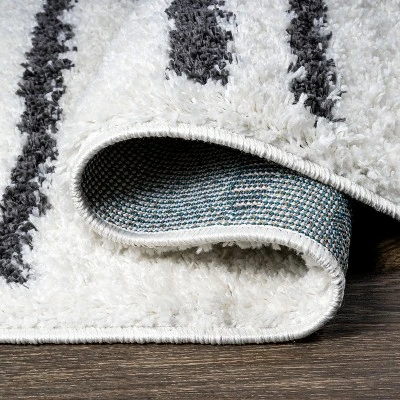 JONATHAN Y Petra Stripe Geometric Shag Area Rug - Bohemian Moroccan Design 4 JONATHAN Y Petra Stripe Geometric Shag Area Rug - Bohemian Moroccan Design - Image 2