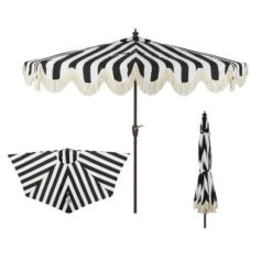 JONATHAN Y Beverly 9' Designer Scalloped Fringe Half Market Patio Umbrella -Jonathan Y Store GUEST 5ba91eef 899d 4c4d 8048 55805c5daf88