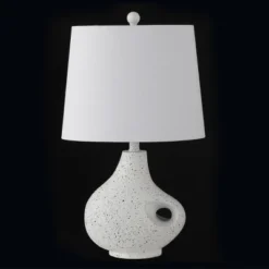 24" Charlotte Minimalist Designer Iron/Resin Oval Shade Table Lamp (Includes LED Light Bulb) White Terrazzo - JONATHAN Y -Jonathan Y Store GUEST 5c6af5d5 e981 406a 949f 52fc826234e8