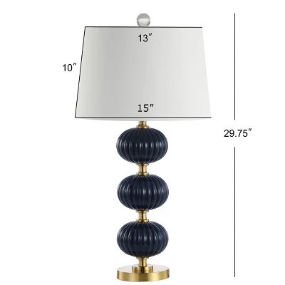 JONATHAN Y Carter 29.75" Navy Blue Glass Triple Orb Table Lamp with LED Bulb 5 JONATHAN Y Carter 29.75" Navy Blue Glass Triple Orb Table Lamp with LED Bulb - Image 3