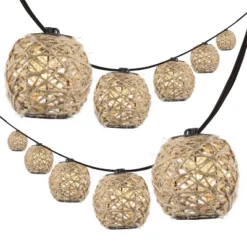 JONATHAN Y Oahu 10' 10-Light Hemp Rope Shaded Outdoor String Lights -Jonathan Y Store GUEST 5e3bfe92 0cd3 4cf8 8182 c5163ed186b4