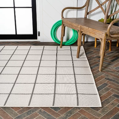 JONATHAN Y Grid Modern Squares Indoor/Outdoor Area Rug 5 JONATHAN Y Grid Modern Squares Indoor/Outdoor Area Rug - Image 3