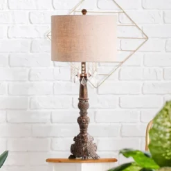 JONATHAN Y Carlisle 33.5" Resin and Acrylic Table Lamp - Brown -Jonathan Y Store GUEST 5f06634a cf51 41ac ac3a 38e202f3e4b3