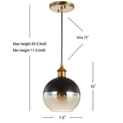 7.5" Metal Adjustable Nixon Drop Globe Pendant (Includes Energy Efficient Light Bulb) Brass - JONATHAN Y 5 7.5" Metal Adjustable Nixon Drop Globe Pendant (Includes Energy Efficient Light Bulb) Brass - JONATHAN Y - Image 3