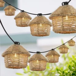 JONATHAN Y Maui 10ft 10-Light G40 Hemp Rope Outdoor String Lights