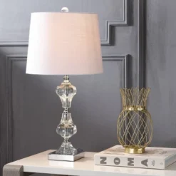 JONATHAN Y Chloe 26" Crystal Stacked Table Lamp (Includes LED Bulb)