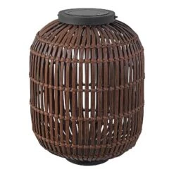 JONATHAN Y Nara Modern Faux Rattan LED Solar Lantern - Indoor/Outdoor -Jonathan Y Store GUEST 6480052f b036 4395 8426 d54abb860d78