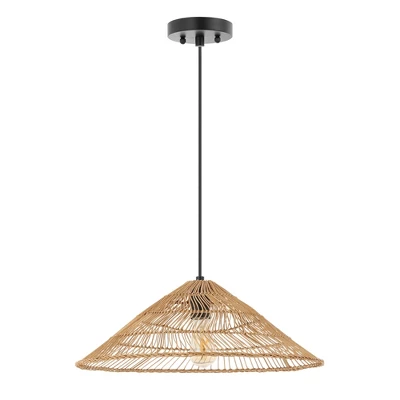 JONATHAN Y Nova 20.25" Farmhouse Coastal Rattan LED Pendant 13 JONATHAN Y Nova 20.25" Farmhouse Coastal Rattan LED Pendant - Image 11