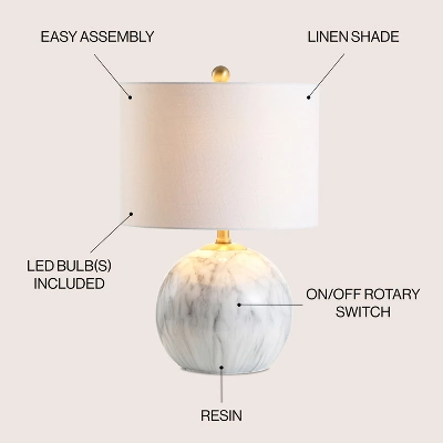 JONATHAN Y Luna Faux Marble Resin LED Table Lamp 3 JONATHAN Y Luna Faux Marble Resin LED Table Lamp