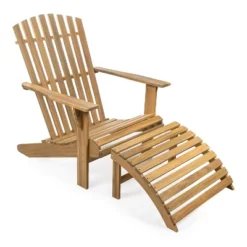 JONATHAN Y Saranac Traditional Acacia Wood Adirondack Chair with Detachable Ottoman -Jonathan Y Store GUEST 69ff9478 dd42 4a79 a807 0e2a60a11183