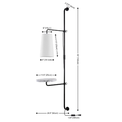 JONATHAN Y Andre 1-Light Black Iron Plug-In LED Sconce with White Marble Shelf 9 JONATHAN Y Andre 1-Light Black Iron Plug-In LED Sconce with White Marble Shelf - Image 7