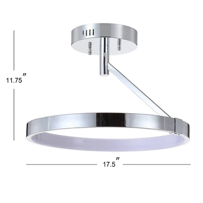JONATHAN Y Owen 17.5" Metal Dimmable Semi Flush Mount Ceiling Light - Chrome 5 JONATHAN Y Owen 17.5" Metal Dimmable Semi Flush Mount Ceiling Light - Chrome - Image 3