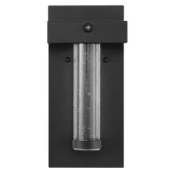 JONATHAN Y Horizone 5.5" Minimalist Iron & Seeded Glass Outdoor Sconce with Dusk-to-Dawn Sensor