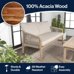 JONATHAN Y Arwen Modern Bohemian Roped Acacia Wood Outdoor Loveseat 15 JONATHAN Y Arwen Modern Bohemian Roped Acacia Wood Outdoor Loveseat -Jonathan Y Store GUEST 6b8daa29 4ec7 4e03 a301 e01bd0d1e534