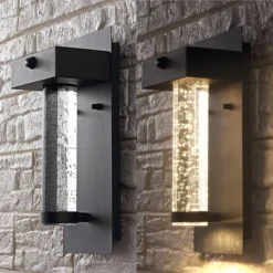 JONATHAN Y Horizone 5.5" Minimalist Iron & Seeded Glass Outdoor Sconce with Dusk-to-Dawn Sensor -Jonathan Y Store GUEST 6c8fcf1a 6f14 4744 8b1b d2eece47f13a