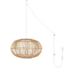 17.5" 1-Light Leo Farmhouse Coastal Rattan LED Pendant Brown - JONATHAN Y 30 17.5" 1-Light Leo Farmhouse Coastal Rattan LED Pendant Brown - JONATHAN Y -Jonathan Y Store GUEST 6e912d1a ce48 4dc9 aa41 589c055cdd59