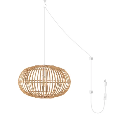 17.5" 1-Light Leo Farmhouse Coastal Rattan LED Pendant Brown - JONATHAN Y 14 17.5" 1-Light Leo Farmhouse Coastal Rattan LED Pendant Brown - JONATHAN Y - Image 12