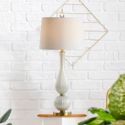 JONATHAN Y Gillian 33.75" Iridescent White Fluted Glass Table Lamp -Jonathan Y Store GUEST 6f961024 061a 411c 978b cf271b1899ae