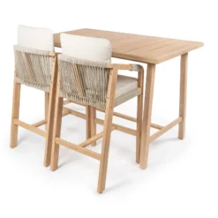 JONATHAN Y Porto Modern Coastal 3-Piece Acacia Wood Outdoor Bar Set With Cushions -Jonathan Y Store GUEST 6facaf83 78d0 4a53 a4cd a9a037113edd