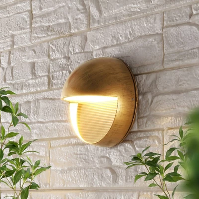 JONATHAN Y Orbe 6.25" Integrated LED Outdoor Metal Wall Sconce in Antique Gold 10 JONATHAN Y Orbe 6.25" Integrated LED Outdoor Metal Wall Sconce in Antique Gold - Image 8