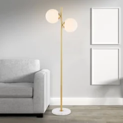 JONATHAN Y Oscar Modern Parisian 2-Light Candlestick Floor Lamp in Brass Gold -Jonathan Y Store GUEST 71415851 e379 4784 b98b 392f241f3262