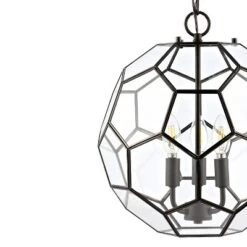 13.5" 3-Light Bee Modern Farmhouse Iron/Glass LED Pendant Oil Rubbed Bronze/Clear - JONATHAN Y -Jonathan Y Store GUEST 785bdbb3 8851 40be 9b41 3e49b28f2ded