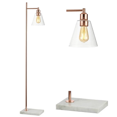 Jonathan Y Lorena 55" Modern Glam Metal and Marble Floor Lamp with LED Bulb 3 Jonathan Y Lorena 55" Modern Glam Metal and Marble Floor Lamp with LED Bulb - Image 2