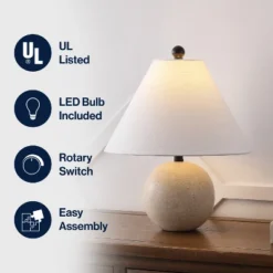 JONATHAN Y Liza Modern Minimalist Travertine Globe LED Table Lamp -Jonathan Y Store GUEST 7944176c c984 4891 9905 65a53ef5f2ba
