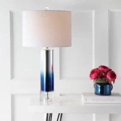 JONATHAN Y Edward Glass and Crystal Table Lamp with Energy-Efficient LED Bulb
