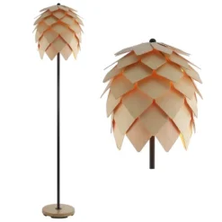 JONATHAN Y Simon Pinecone Wood/Metal LED Floor Lamp