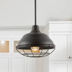 JONATHAN Y Levi Industrial Farmhouse Iron Linear LED Pendant - Oil Rubbed Bronze