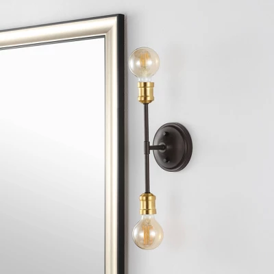 JONATHAN Y Jaxon 13.25" 2-Light Industrial Farmhouse Iron LED Wall Sconce 6 JONATHAN Y Jaxon 13.25" 2-Light Industrial Farmhouse Iron LED Wall Sconce - Image 4