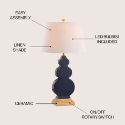 JONATHAN Y Carter 29" Ceramic LED Table Lamp - Navy Blue/Gold