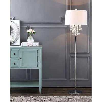 JONATHAN Y Abigail 61" Crystal Metal Floor Lamp with LED Bulb - Silver 3 JONATHAN Y Abigail 61" Crystal Metal Floor Lamp with LED Bulb - Silver