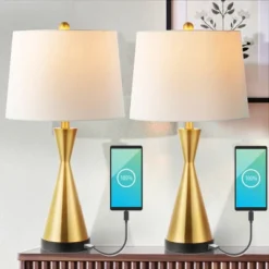 JONATHAN Y Colton 26" Classic French Country Iron LED Table Lamps with USB Charging Port - Set of 2 -Jonathan Y Store GUEST 81741b8a 06f6 49bb 9028 0d060b151ea2