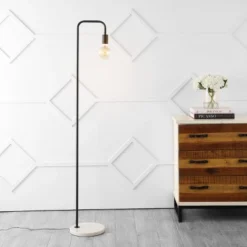 JONATHAN Y Vega 60" Minimalist Edison Metal Floor Lamp with Solid Marble Base