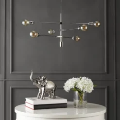 JONATHAN Y Atlas 36-Inch 6-Light Modern Vintage Arm-Adjustable LED Chandelier - Chrome -Jonathan Y Store GUEST 8921b2fb 4ac9 4bad b9f8 9c028274fc6c