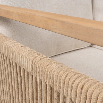 JONATHAN Y Gable 3-Seat Mid-Century Modern Roped Acacia Wood Outdoor Sofa 8 JONATHAN Y Gable 3-Seat Mid-Century Modern Roped Acacia Wood Outdoor Sofa - Image 6