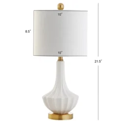 JONATHAN Y Parker 21.5-Inch White Ceramic Mini Table Lamp with LED Bulb -Jonathan Y Store GUEST 8e028315 441c 4f81 9b8c adef666be519
