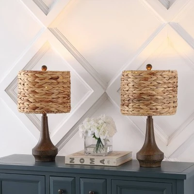 JONATHAN Y Theodore 21" Rustic Farmhouse Rattan & Resin Table Lamps, Set of 2 3 JONATHAN Y Theodore 21" Rustic Farmhouse Rattan & Resin Table Lamps, Set of 2