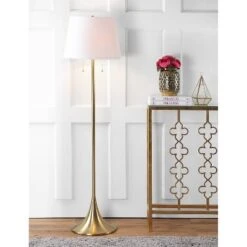 Jonathan Y Amelia 63" Metal Floor Lamp in Brass with LED Bulb
