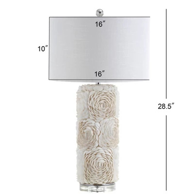 JONATHAN Y 28.5" Seashell Rosette Table Lamp with LED Bulb - White 5 JONATHAN Y 28.5" Seashell Rosette Table Lamp with LED Bulb - White - Image 3
