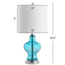 JONATHAN Y Mer 20.5" Blue Glass and Metal Table Lamp -Jonathan Y Store GUEST 8fbd9c11 6a29 4819 8868 9a71f82bf8a7