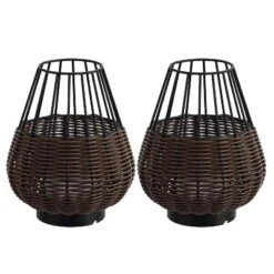 JONATHAN Y Elian 10" Rechargeable Indoor/Outdoor Faux Wicker LED Table Lamps, Set of 2 -Jonathan Y Store GUEST 912d28a0 1fcc 47c4 88b4 960f58621a6f